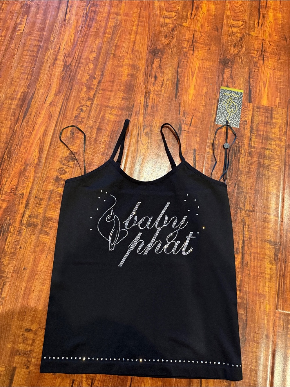 Baby Phat Black Rhinestone Logo Cami Top